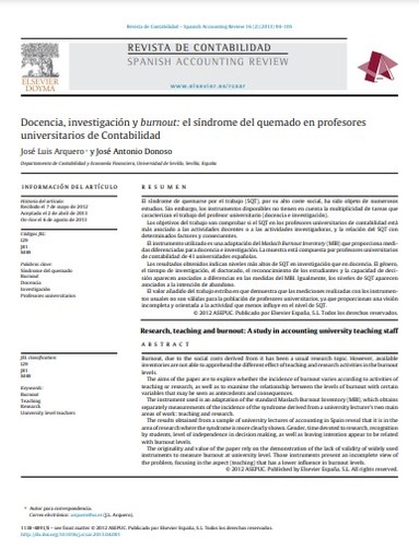 Docencia, investigación y burnout: el síndrome del quemado en profesores universitarios de Contabilidad