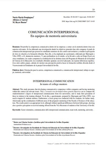 Comunicación interpersonal en equipos de mentoría universitaria