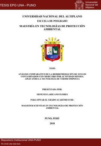 Análisis comparativo de la biorremediación de suelos contaminados con mercurio por actividad minera, aplicando la tecnología de vermicomposta