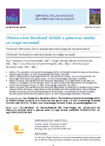 Obstrucción duodenal debido a páncreas anular en etapa neonatal