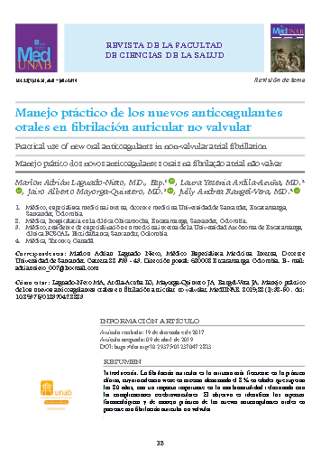 Manejo práctico de los nuevos anticoagulantes orales en fibrilación auricular no valvular