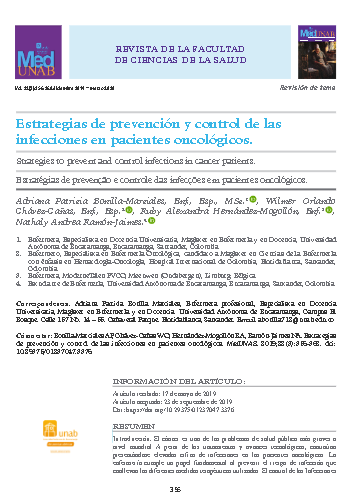 Estrategias de prevención y control de las infecciones en pacientes oncológicos