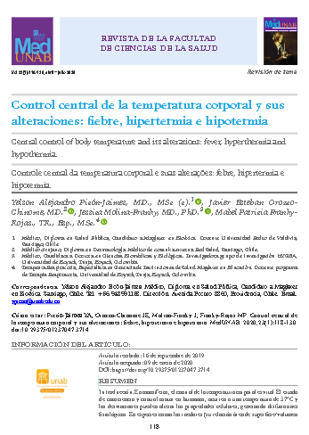 Control central de la temperatura corporal y sus alteraciones: fiebre, hipertermia e hipotermia