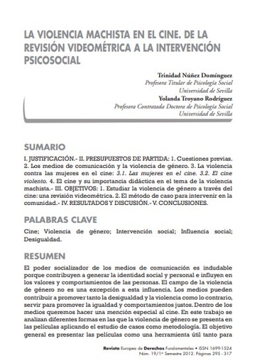 La violencia machista en el cine. De la revisión videométrica a la intervención psicosocial