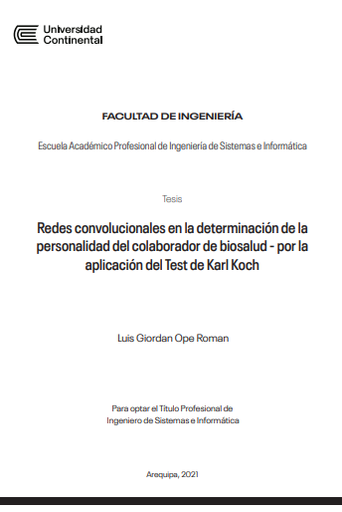 Redes convolucionales en la determinación de la personalidad del colaborador de biosalud – por la aplicación del test de Karl Koch