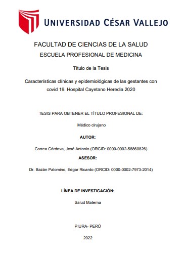 Características clínicas y epidemiológicas de las gestantes con covid 19. Hospital Cayetano Heredia 2020