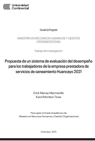 Propuesta de un sistema de evaluación del desempeño para los trabajadores de la empresa prestadora de servicios de saneamiento Huancayo 2021