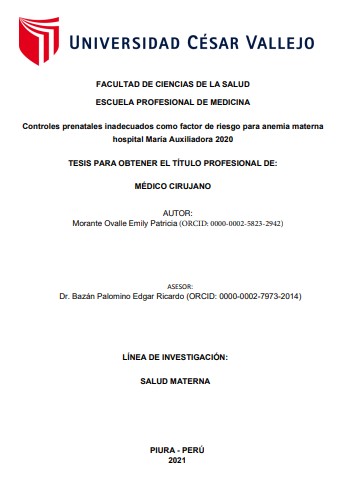 Controles prenatales inadecuados como factor de riesgo para anemia materna hospital María Auxiliadora 2020