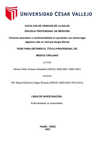 Factores asociados a morbimortalidad en pacientes con hemorragia digestiva alta no Variceal Sergio Bernal