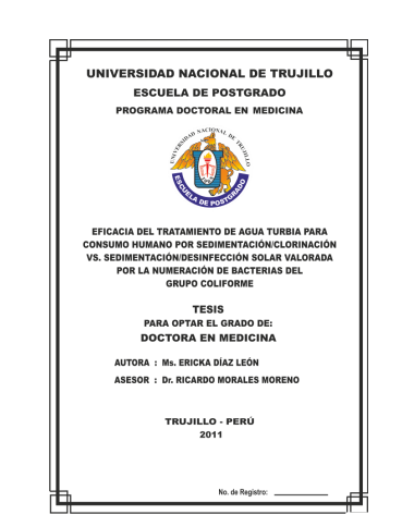 Eficacia del tratamiento de agua turbia para consumo humano por sedimentación/clorinación vs. sedimentación/desinfección solar valorada por la numeración de bacterias del grupo coliforme
