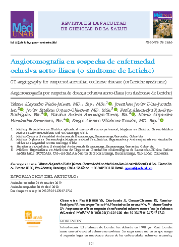 Angiotomografía en sospecha de enfermedad oclusiva aorto-ilíaca (o síndrome de Leriche)