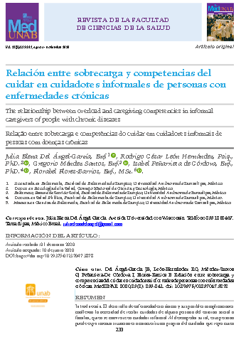 Relación entre sobrecarga y competencias del cuidar en cuidadores informales de personas con enfermedades crónicas