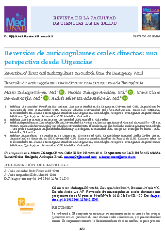 Reversión de anticoagulantes orales directos: una perspectiva desde Urgencias