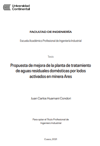 Propuesta de mejora de la planta de tratamiento de aguas residuales domésticas por lodos activados en minera Ares