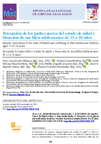 Percepción de los padres acerca del estado de salud y bienestar de sus hijos adolescentes de 15 a 18 años