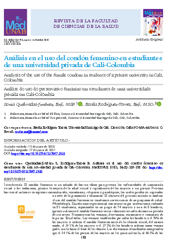 Análisis en el uso del condón femenino en estudiantes de una universidad privada de Cali-Colombia