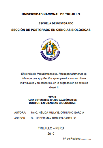 Eficiencia de pseudomonas sp, rhodopseudomonas sp, micrococcus sp y bacillus sp empleados como cultivos individuales y en consorcio, en la degradación de petróleo diesel ii