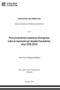 Pronunciamientos casatorios divergentes sobre la reposición por despido fraudulento, años 2018-2020