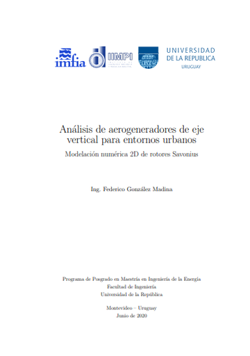 Análisis de aerogeneradores de eje vertical para entornos urbanos. Modelación numérica 2D de rotores Savonius.