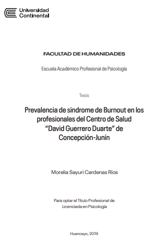 Prevalencia de síndrome de Burnout en los profesionales del centro de salud “David Guerrero Duarte” de Concepción – Junín