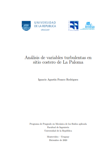 Análisis de variables turbulentas en sitio costero de La Paloma