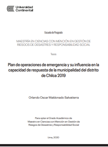 Plan de operaciones de emergencia y su influencia en la capacidad de respuesta de la municipalidad del distrito de Chilca 2019