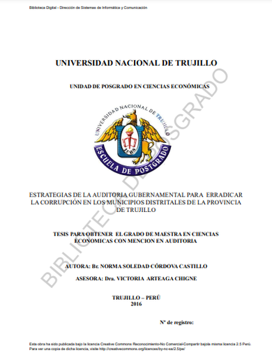 Estrategias de la auditoría gubernamental para erradicar la corrupción en los municipios distritales de la provincia de Trujillo