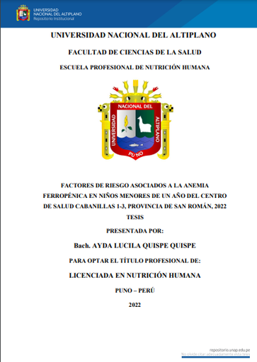 Factores de riesgo asociados a la anemia ferropénica en niños menores de un año del Centro de Salud Cabanillas 1-3, Provincia de San Román, 2022