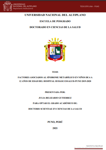 Factores asociados al síndrome metabólico en niños de 6 a 12 años de edad del Hospital III Base EsSalud-Puno 2019-2020