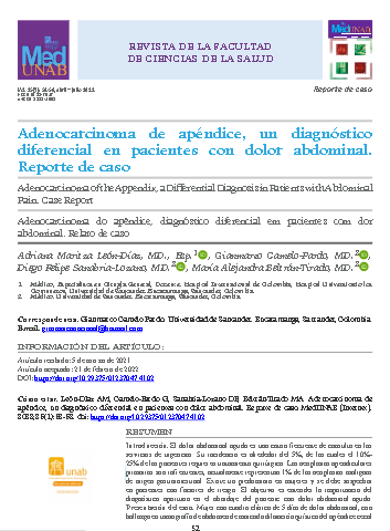 Adenocarcinoma de apéndice, un diagnóstico diferencial en pacientes con dolor abdominal. Reporte de caso