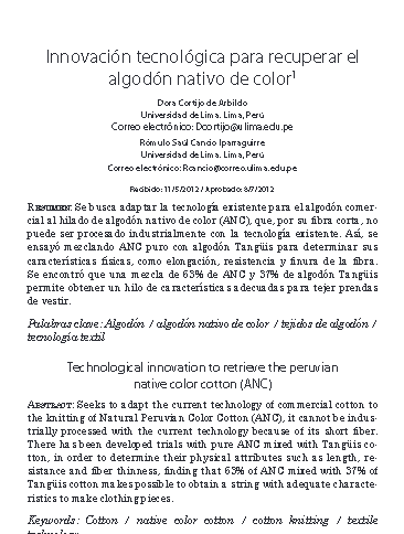 Innovación tecnológica para recuperar el algodón nativo de color