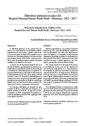 Hidatidósis pulmonar en niños del Hospital Nacional Ramiro Prialé Prialé – Huancayo. 2013 – 2017