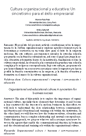 Cultura organizacional y educativa: Un sincretismo para el éxito empresarial