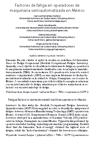 Factores de fatiga en operadores de maquinaria semiautomatizada en México