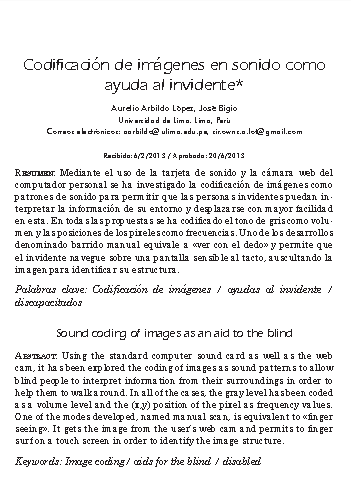 Codificación de imágenes en sonido como ayuda al invidente