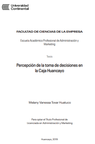 Percepción de la toma de decisiones en la Caja Huancayo