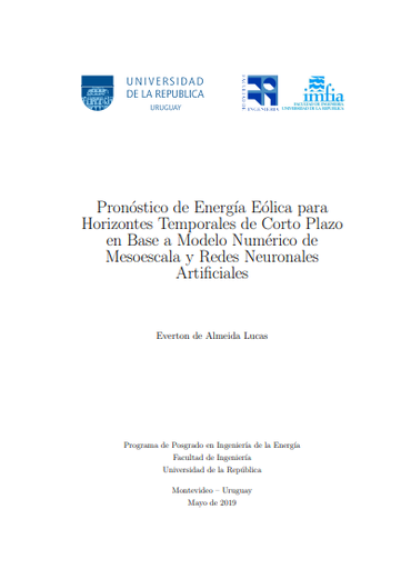 Pronóstico de energía eólica para horizontes temporales de corto plazo en base a modelo numérico de mesoescala y redes neuronales artificiales