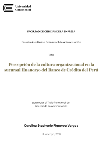 Percepción de la cultura organizacional en la sucursal Huancayo Banco de Crédito del Perú