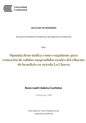 Opuntia ficus-indica como coagulante para remoción de sólidos suspendidos totales del efluente de beneficio en avícola La Chacra