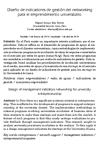 Diseño de indicadores de gestión del networking para el emprendimiento universitario