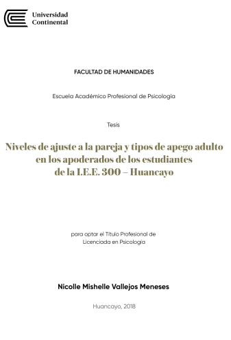 Niveles de ajuste a la pareja y tipos de apego adulto en los apoderados de los estudiantes de la I.E.E. 300 - Huancayo