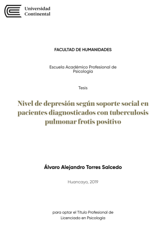 Nivel de depresión según soporte social en pacientes diagnosticados con tuberculosis pulmonar frotis positivo