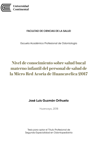 Nivel de conocimiento sobre salud bucal materno infantil del personal de salud de la Micro Red Acoria de Huancavelica 2017