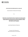 Nivel de conocimiento de los maestros de educación inicial sobre la prevención de caries dental en niños del distrito de Chupaca