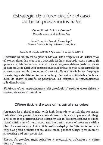 Estrategia de diferenciación: el caso de las empresas industriales