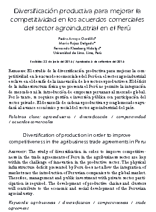 Diversificación productiva para mejorar la competitividad en los acuerdos comerciales del sector agroindustrial en el Perú