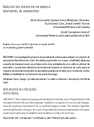 Análisis del riesgo en un modelo multinivel de suministro