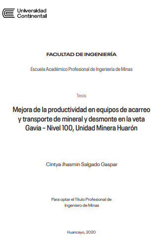 Mejora de la productividad en equipos de acarreo y transporte de mineral y desmonte en la veta Gavia – Nivel 100, Unidad Minera Huarón