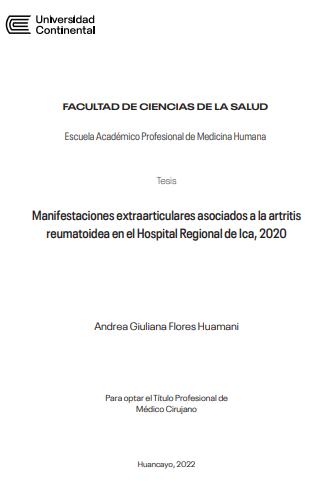 Manifestaciones extraarticulares asociados a la artritis reumatoidea en el Hospital Regional de Ica, 2020