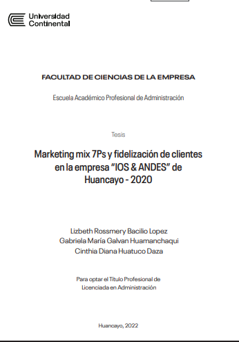 Marketing mix 7Ps y fidelización de clientes en la empresa “IOS &amp; ANDES” de Huancayo - 2020